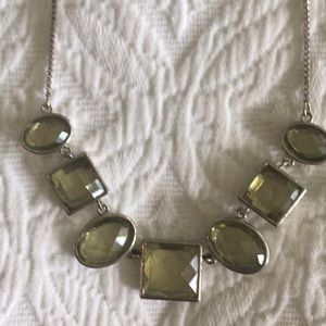 Anne Klein silver necklace with pale green stones.